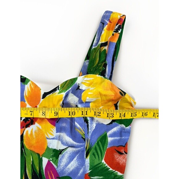 VTG Jeanette Vintet Paris Floral Dress Made in France 80s Tropical Maxi Size M - Picture 6 of 7